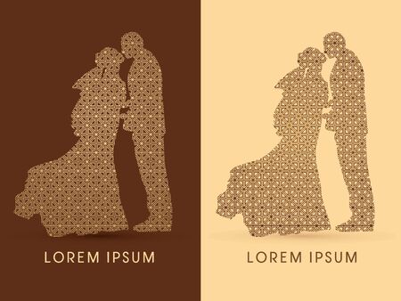 Silhouette, Wedding, designed using luxury square pattern, graphic vector.のイラスト素材