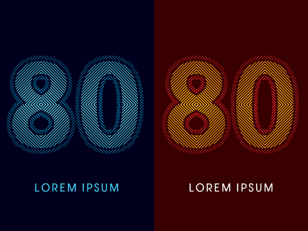 80 ,abstract luxury font, Designed using cool and hot colors, line square, geometric shape, graphic vector.のイラスト素材