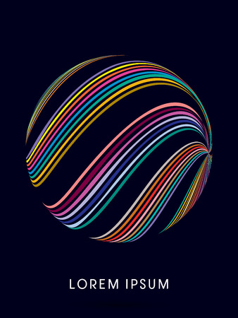 Abstract sphere ball, designed using colorful line graphic vector.のイラスト素材
