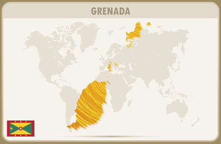 GRENADA map graphic vector.のイラスト素材