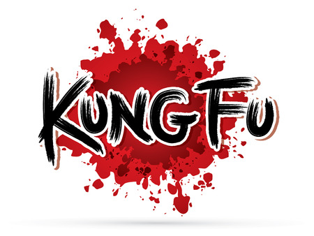 Kung fu text on splash blood graphic vector.のイラスト素材