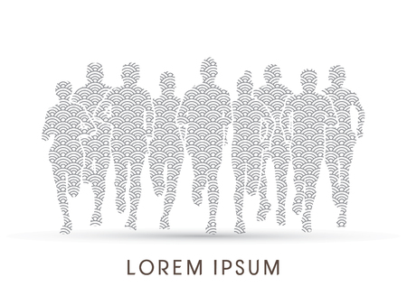 Marathon Runners  Front view, designed using line water pattern graphic vector.のイラスト素材