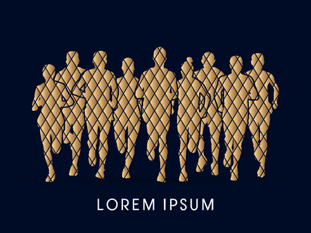 Marathon Runners  Front view, designed using gold square graphic vector.のイラスト素材