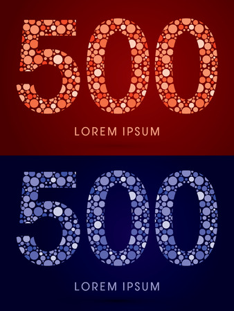 500 ,hot and cool font, designed using red and blue dot graphic vector.のイラスト素材