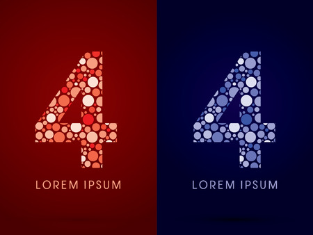 4 ,hot and cool font, designed using red and blue dot graphic vector.のイラスト素材