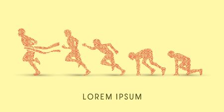 The process of running, designed using red triangle mosaic graphic vectorのイラスト素材