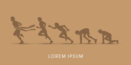 The process of running, designed using line square graphic vectorのイラスト素材