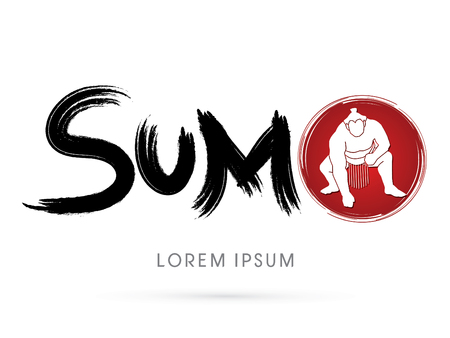 Text Sumo with Sumo silhouette graphic vector.のイラスト素材