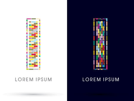 I, Colorful Brick, Construction font graphic design.のイラスト素材