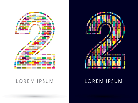 2, Colorful Brick, Construction font graphic design.のイラスト素材