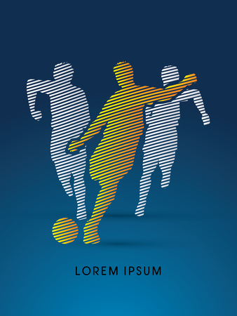 Soccer players, Running designed using line graphic vectorのイラスト素材