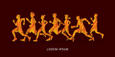 Running , Marathon designed using line fire brush graphic vector.のイラスト素材