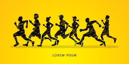 Running, Marathon designed using grunge brush graphic vector.のイラスト素材