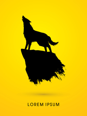 Wolf howling, silhouette graphic vector.のイラスト素材
