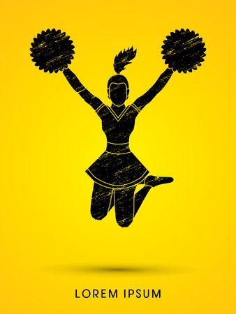 Cheerleader jumping designed using grunge brush graphic vectorのイラスト素材