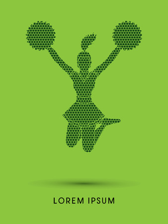 Cheerleader jumping designed using line geometric pattern graphic vectorのイラスト素材