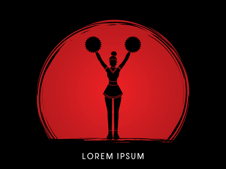 Cheerleader Standing designed on sunset background graphic vectorのイラスト素材