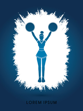 Cheerleader Standing designed using grunge splash brush graphic vectorのイラスト素材