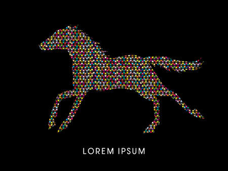 Horse running, designed using colorful mosaic graphic vector.のイラスト素材