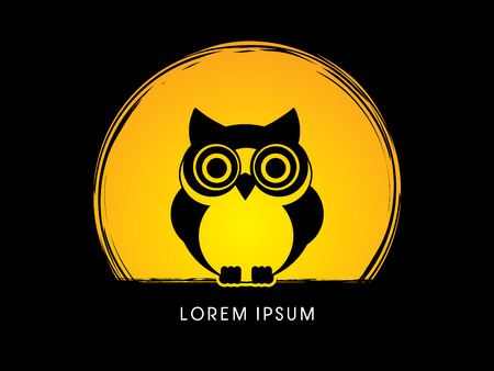 Owl, designed on moonlight background graphic vector.のイラスト素材