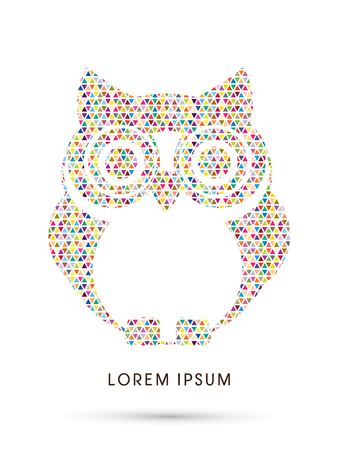 Owl, designed using colorful mosaic pattern graphic vector.のイラスト素材