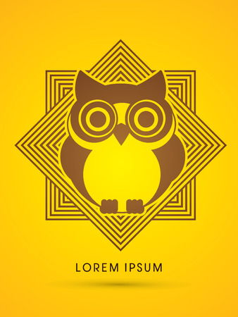 Owl, designed on line square graphic vector.のイラスト素材