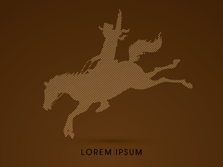 Cowboy on bucking horse jumping, design using dot and spots graphic vector.のイラスト素材