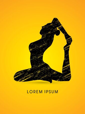 Yoga pose design using grunge graphic vector.のイラスト素材