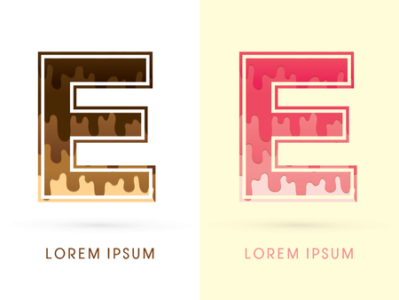 E Font , Chocolate and strawberry melt graphic vectorのイラスト素材