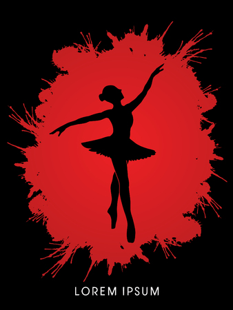 Ballet dance designed on splash blood background graphic vector.のイラスト素材