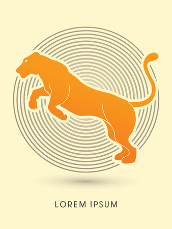Panther or Lioness jumping designed on line cycle background graphic vector.のイラスト素材
