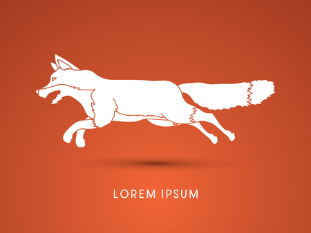 Fox Running designed using grunge brush graphic vector.のイラスト素材