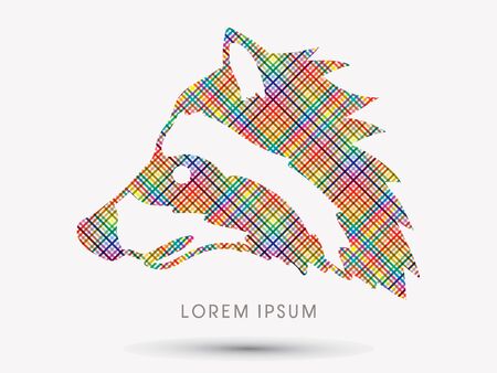 Raccoon Face designed using line colorful pixels graphic vector.のイラスト素材