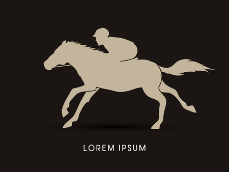 Horse with jockey, Horse racing graphic vector.のイラスト素材