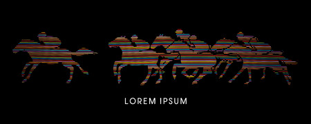 Horse racing ,Horse with jockey, designed using line rainbows graphic vector.のイラスト素材