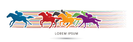Horse racing ,Horse with jockey, designed using colorful brush graphic vector.のイラスト素材