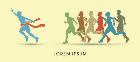 Group or runners, the winner graphic vector.のイラスト素材