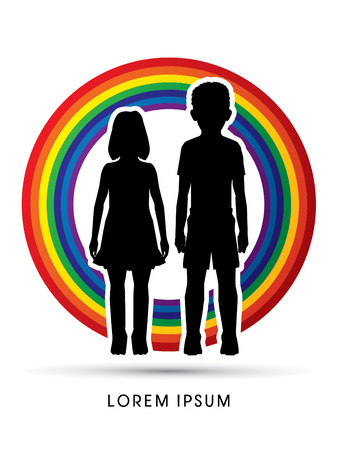 Stop Child abuse, help children designed on rainbows background graphic vector.のイラスト素材