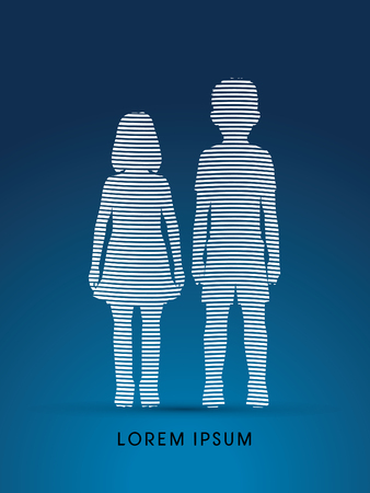 Stop Child abuse, help children designed using line graphic vector.のイラスト素材