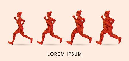 Fat woman turning into Thin designed using grunge brush graphic vector.のイラスト素材