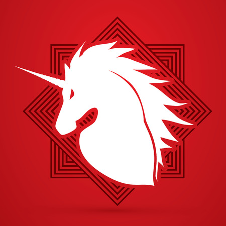 Unicorn Head designed on line square background graphic vector.のイラスト素材