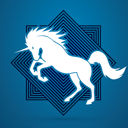 Unicorn silhouette designed on line square background graphic vector.のイラスト素材