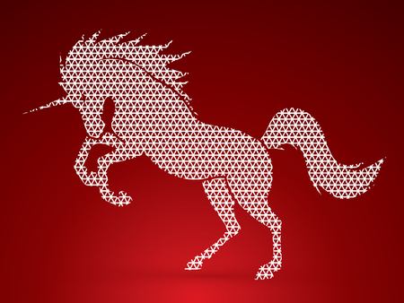 Unicorn silhouette designed using line geometric pattern graphic vector.のイラスト素材