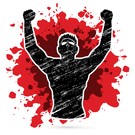 Freedom man designed on splash blood background graphic vectorのイラスト素材