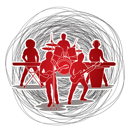 Music Bands designed on confuse line background graphic vectorのイラスト素材