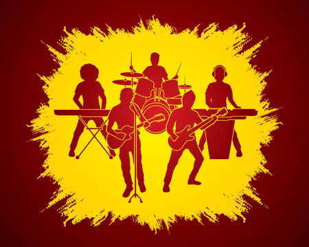 Music Bands designed on grunge frame background graphic vectorのイラスト素材