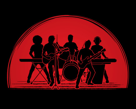 Music Bands designed on sunset background graphic vectorのイラスト素材