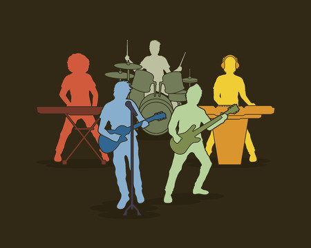 Music Bands designed using colorful graphic vectorのイラスト素材