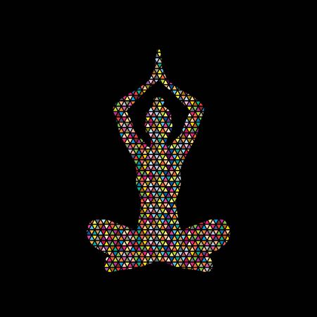 Yoga Sitting pose designed using colorful mosaic graphic vector.のイラスト素材
