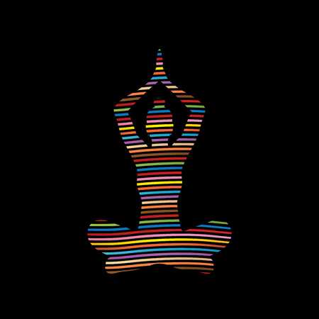 Yoga Sitting pose designed using colorful line graphic vector.のイラスト素材